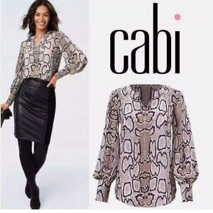 NWOT CAbi Serpentine Snake Print Blouse Large Style 3759
